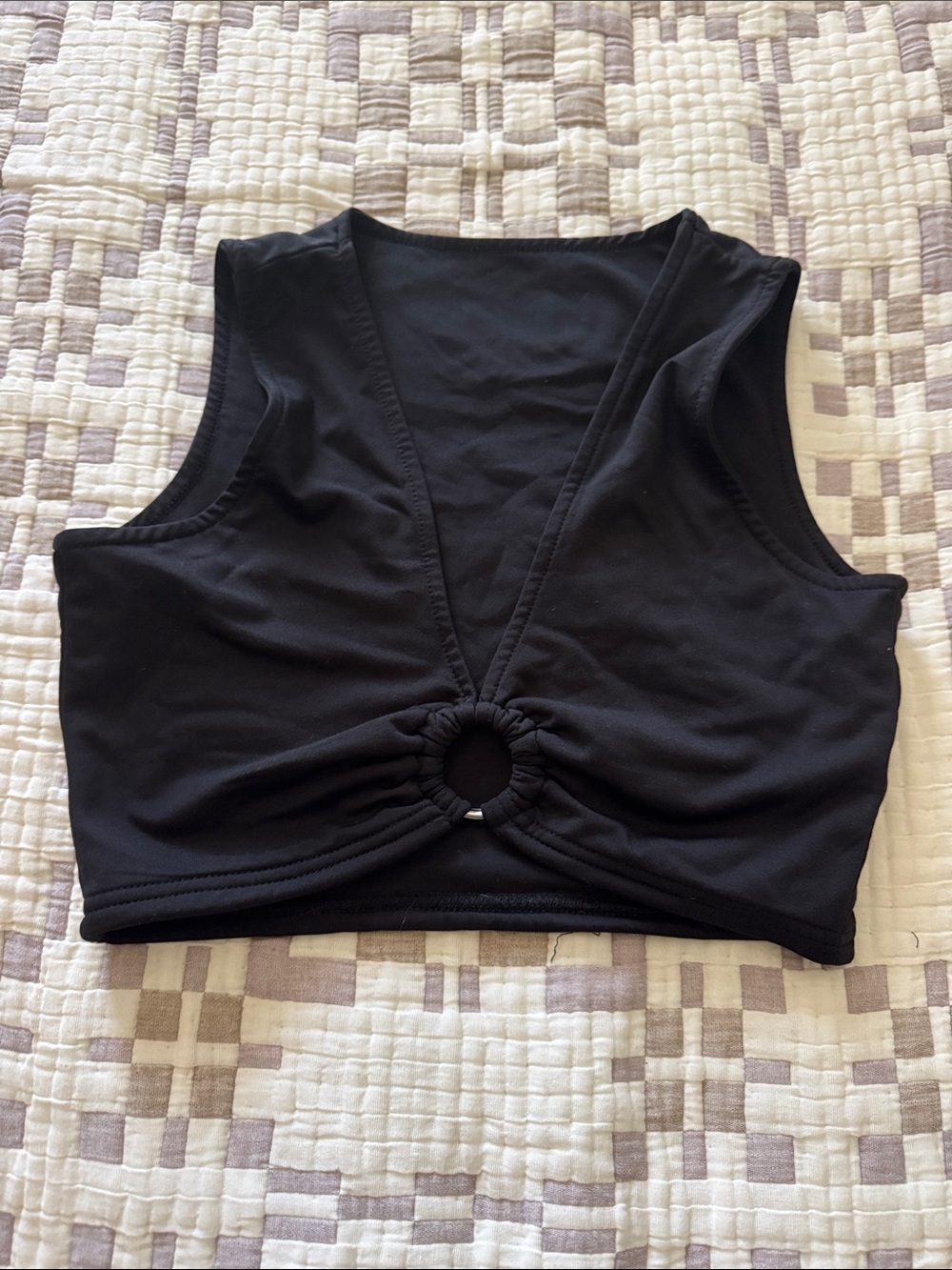 Amazon Black Ring-Front Crop Top